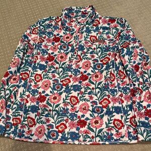 Vineyard Vines  Floral Shep Shirt 1/4 zip large